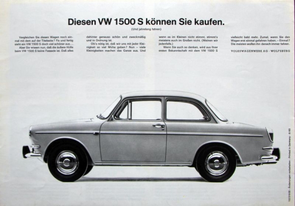 Volkswagen 1500 S Modelprogram 1963 Carbrochure (0674)